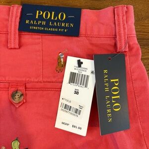 Polo Ralph Lauren pink shorts embroidered crickets New With Tags Size 38 waist